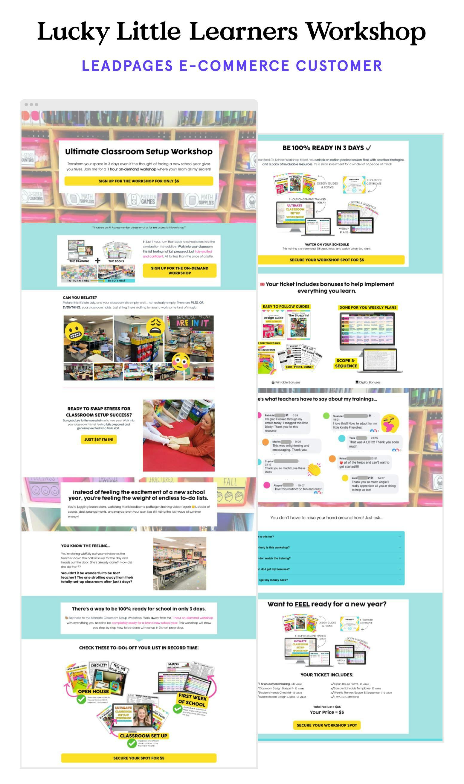 Classroom prep e-commerce landing page example