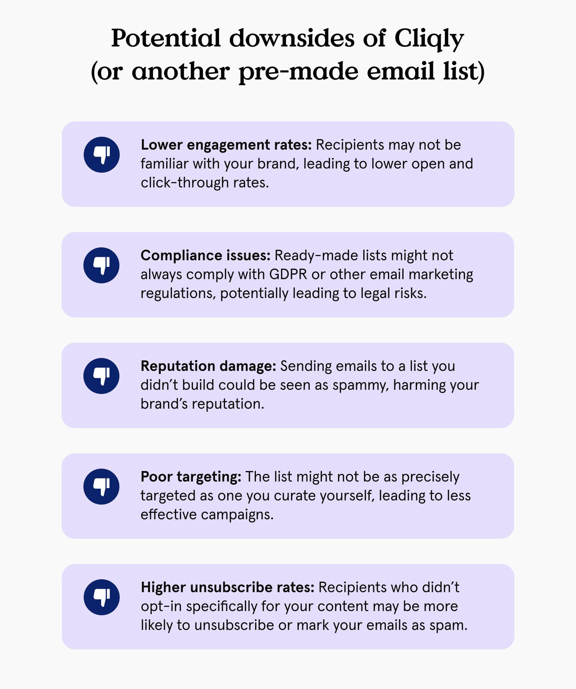 Downsides of Cliqly email marketing