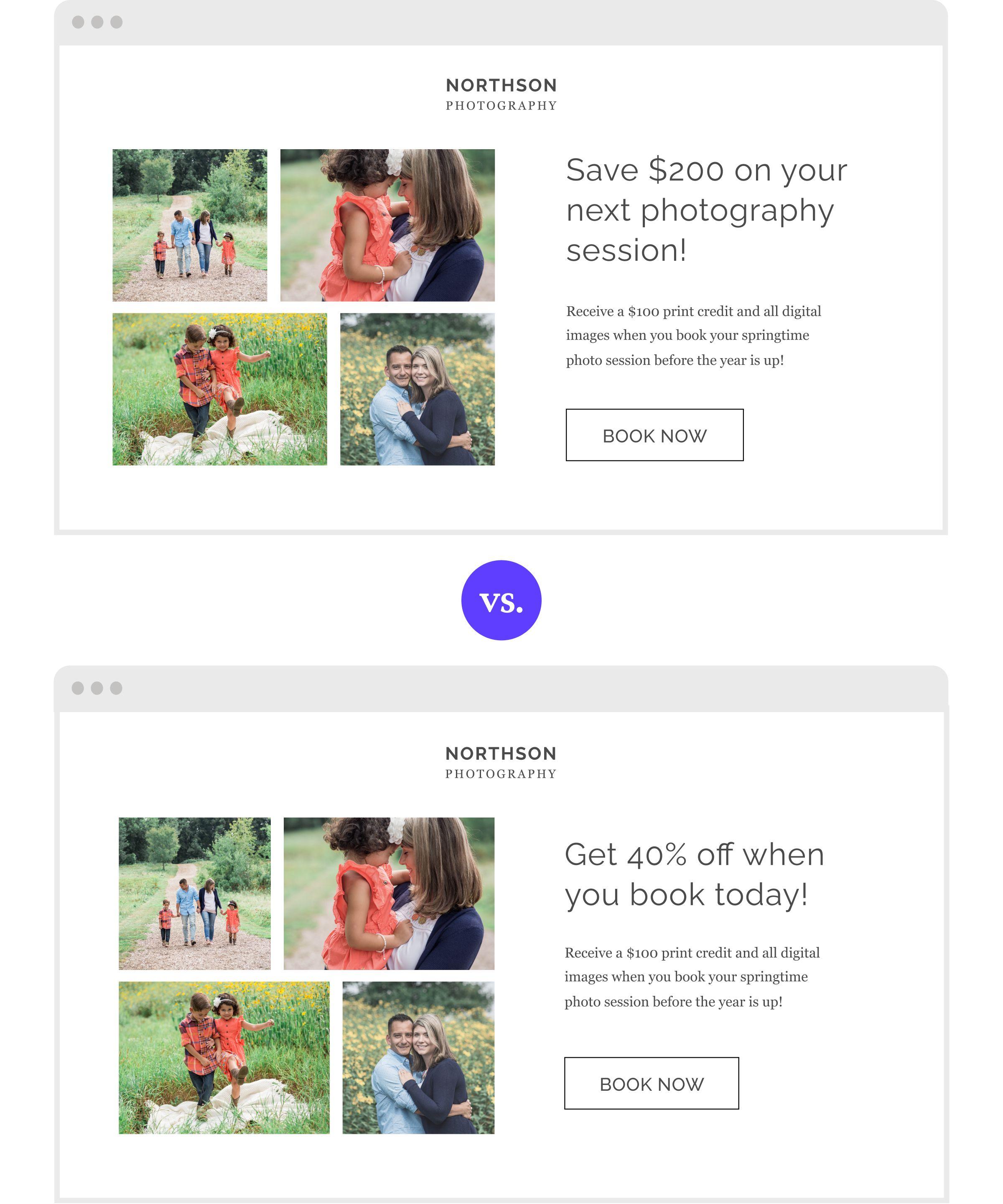 Website design A/B test