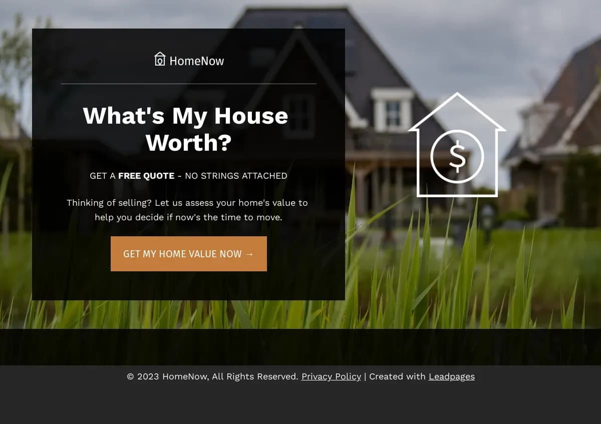 Home Value Opt-in Page landing page template by Leadpages