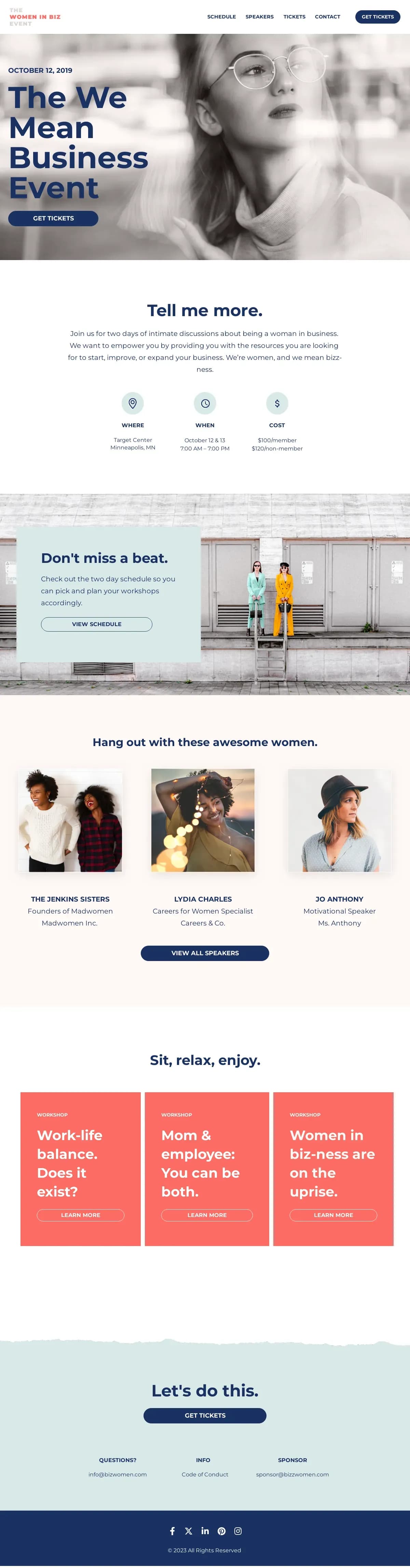 Bizz Women Conference website template by Leadpages