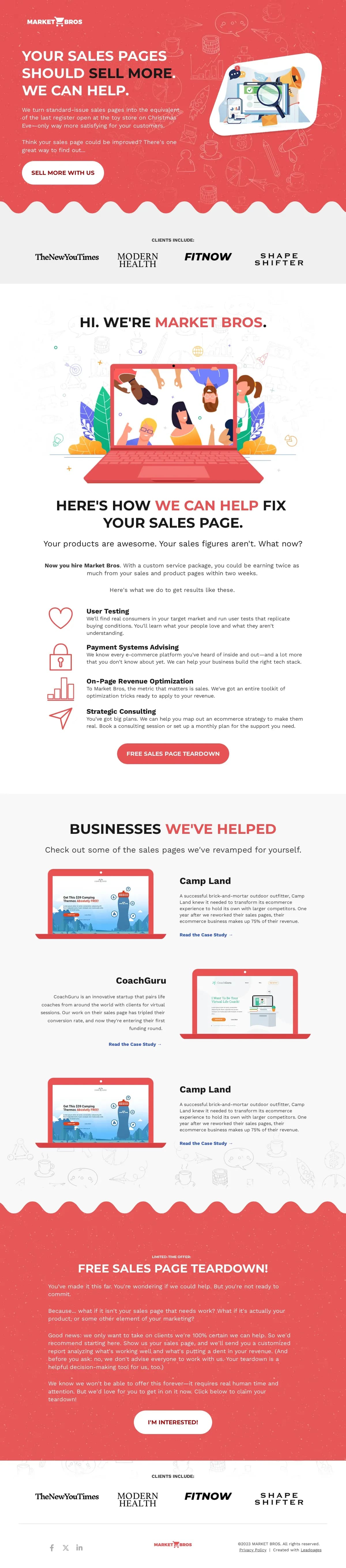 Agency Services Page landing page template by Leadpages