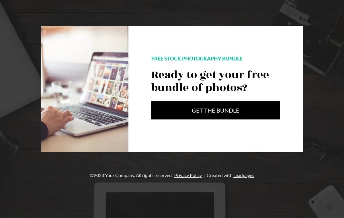 Simple Freebie landing page template by Leadpages