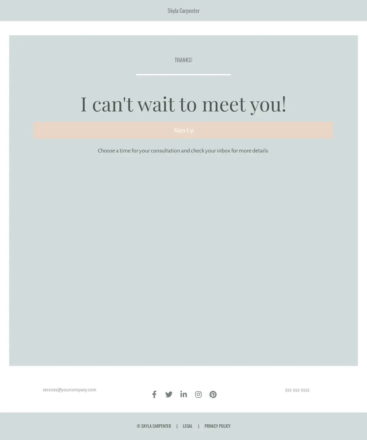 Consultation Confirmation landing page template by Leadpages