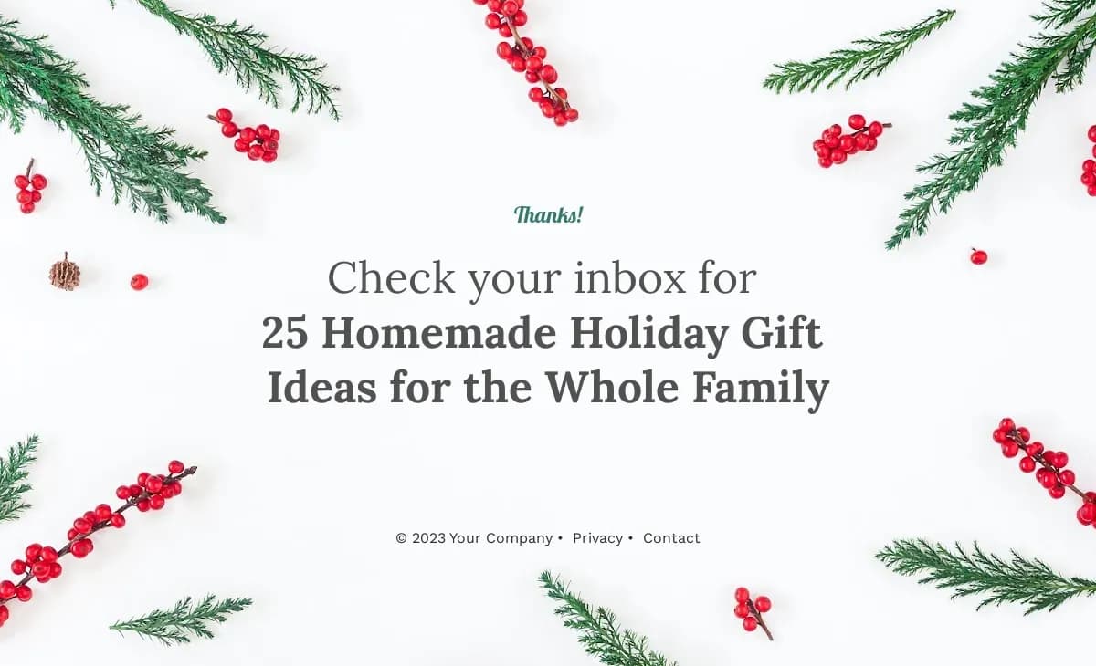 Holiday Gift Guide Confirmation landing page template by Leadpages