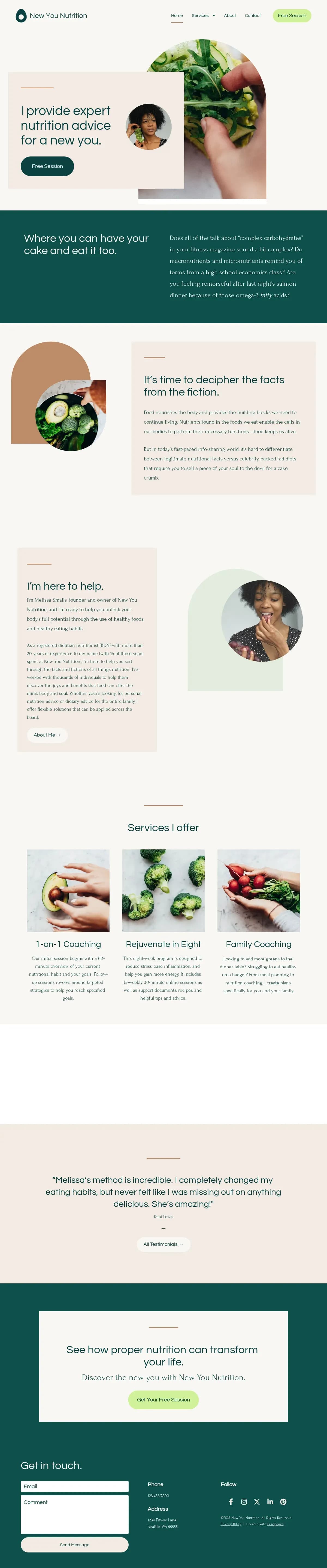 New You Nutrition website template by Leadpages