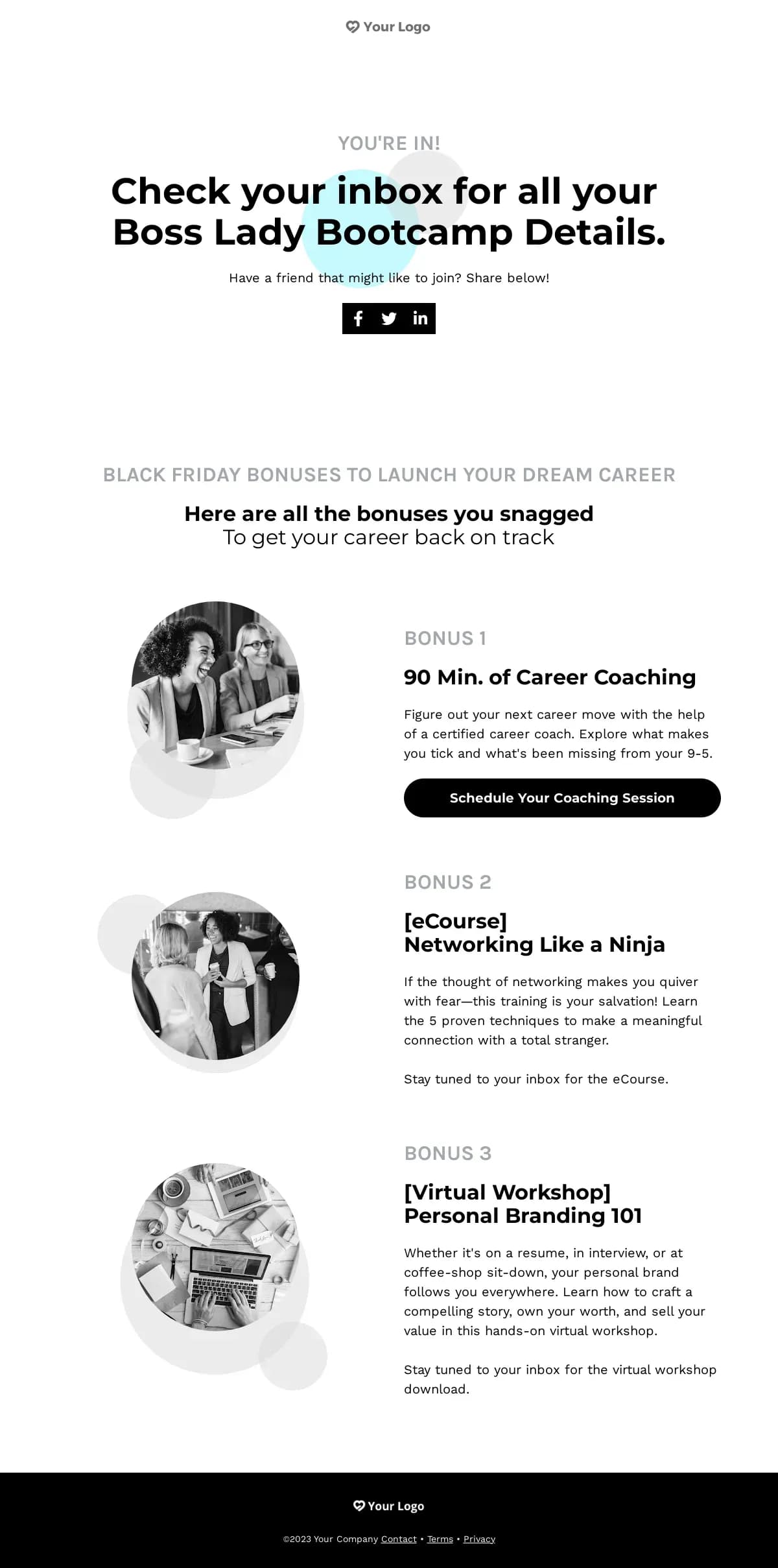 Boss Lady Course Confirmation landing page template by Leadpages