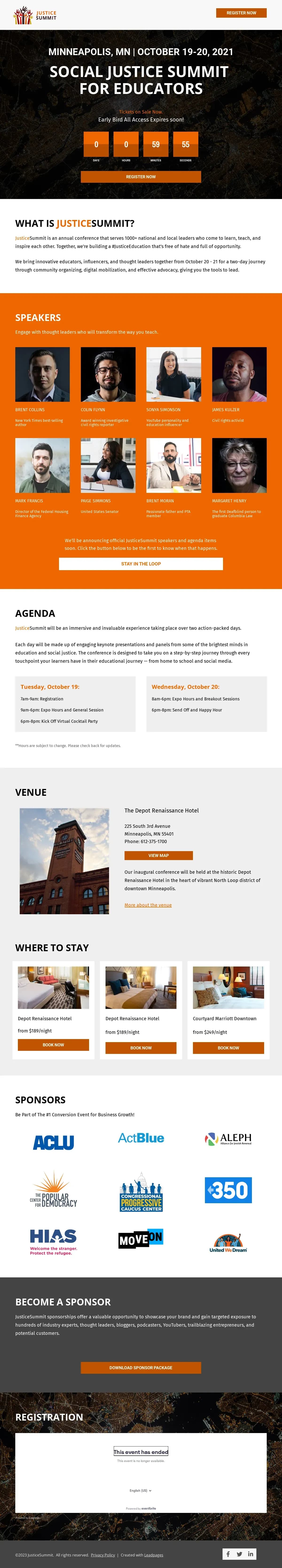 Eventbrite Event Page landing page template by Leadpages