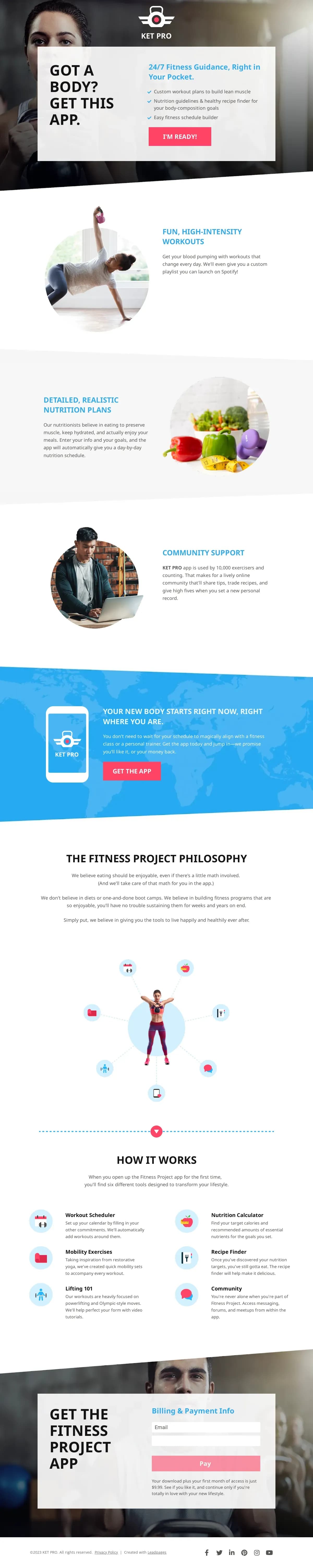 Fitness Program Sales Page landing page template by Leadpages