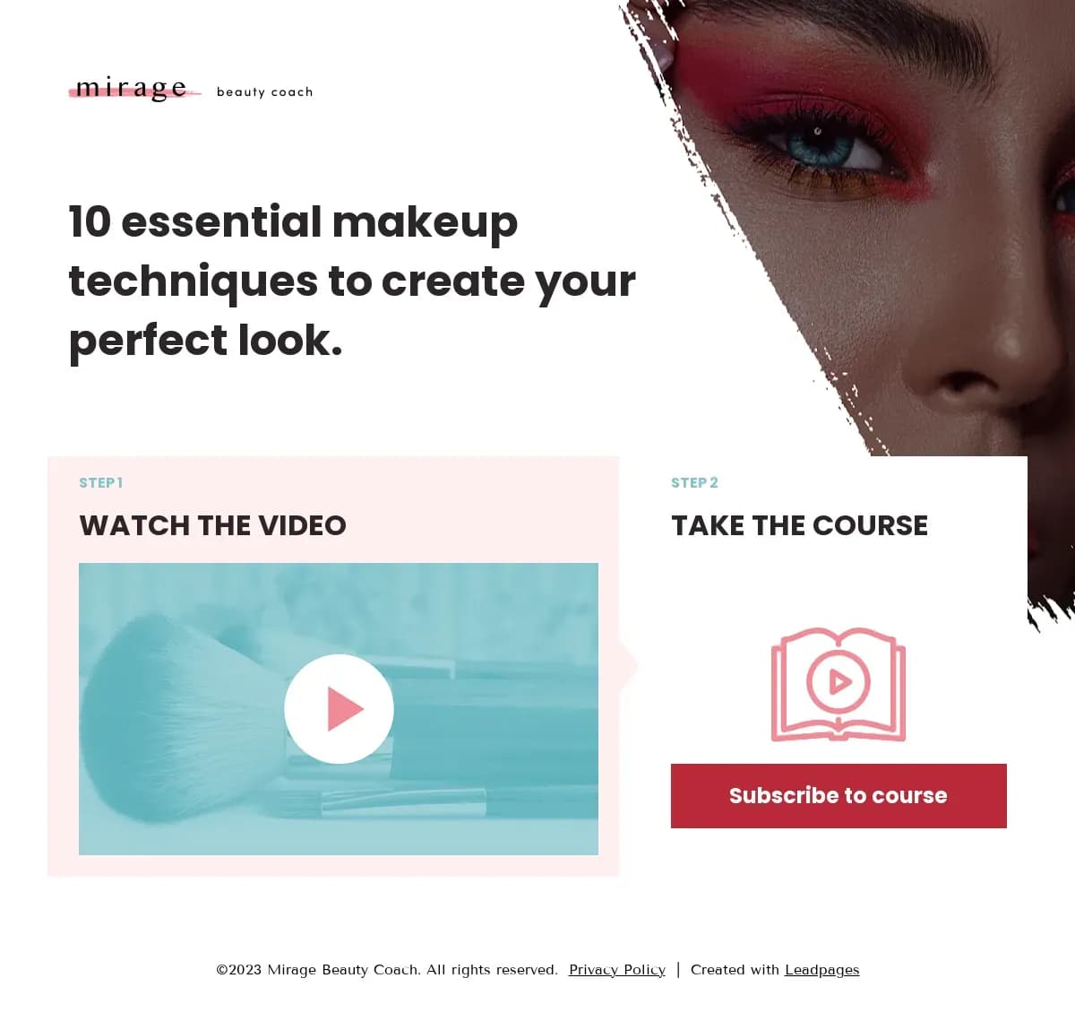 Video Course Lesson Sample (2-Step) landing page template by Leadpages