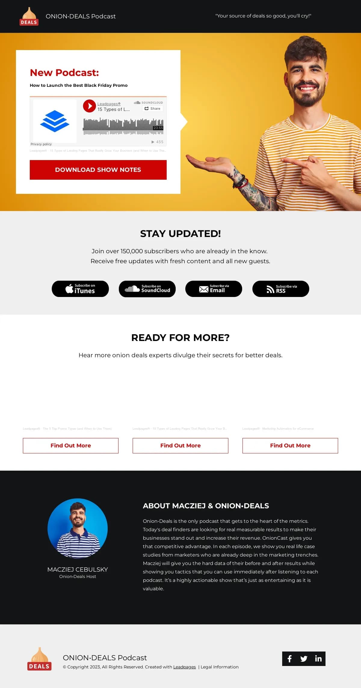 Featured Podcast Page landing page template by Leadpages