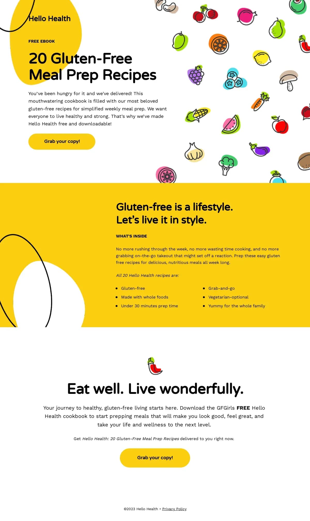 Hello Health landing page template by Leadpages