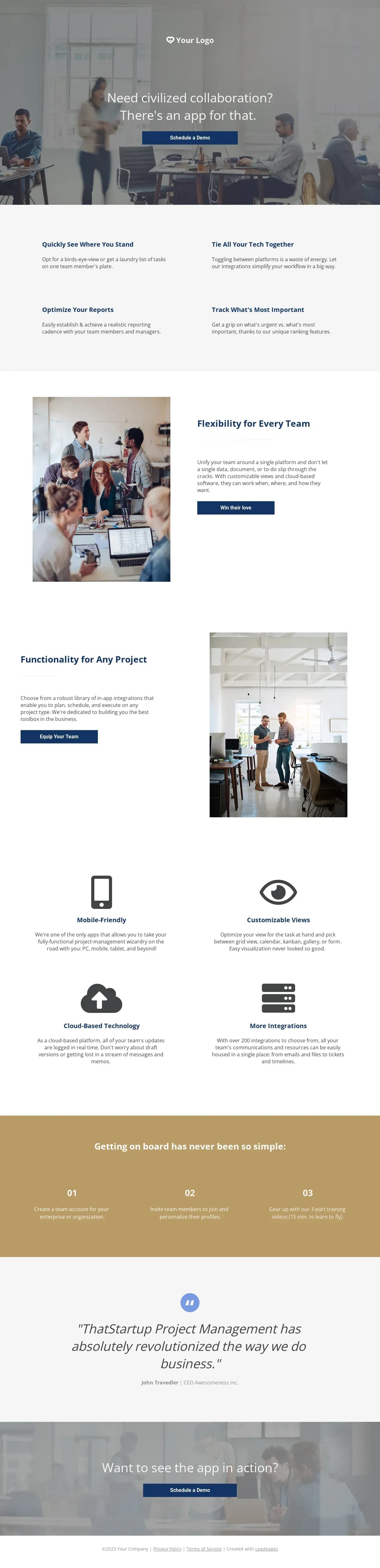 Startup Lead Generation landing page template by Leadpages