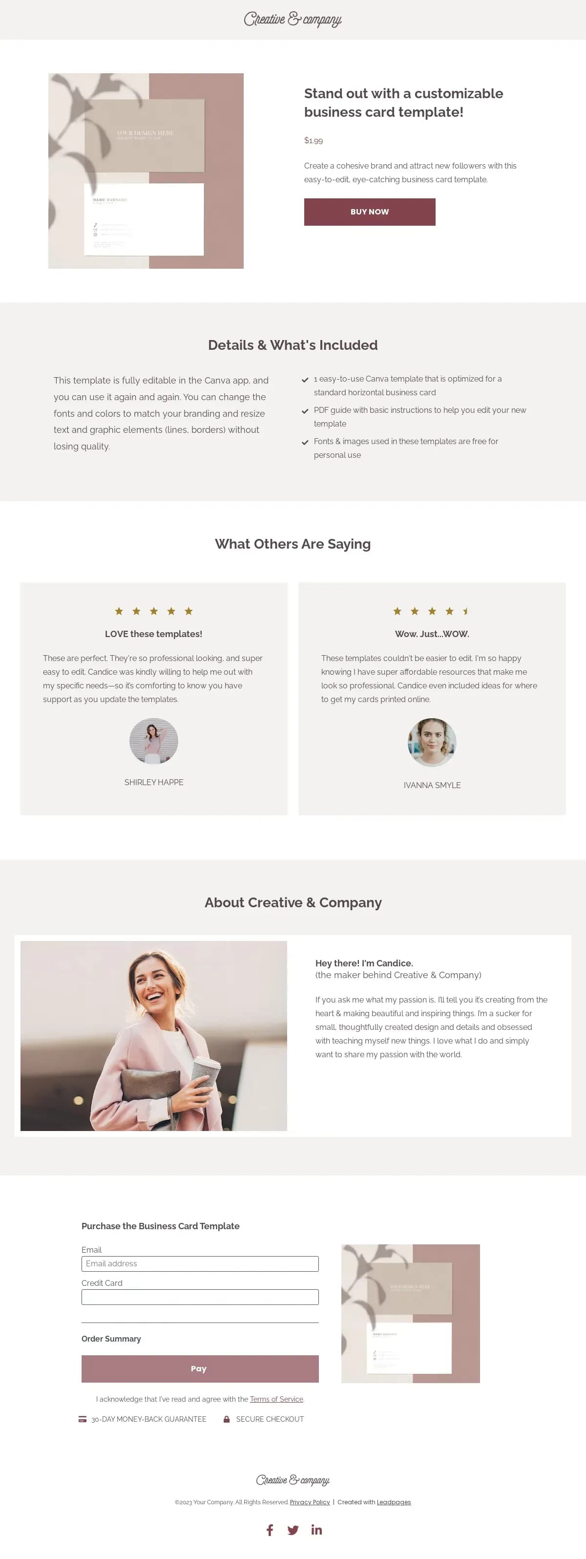 Creative Product Sales Page with Reviews landing page template by Leadpages