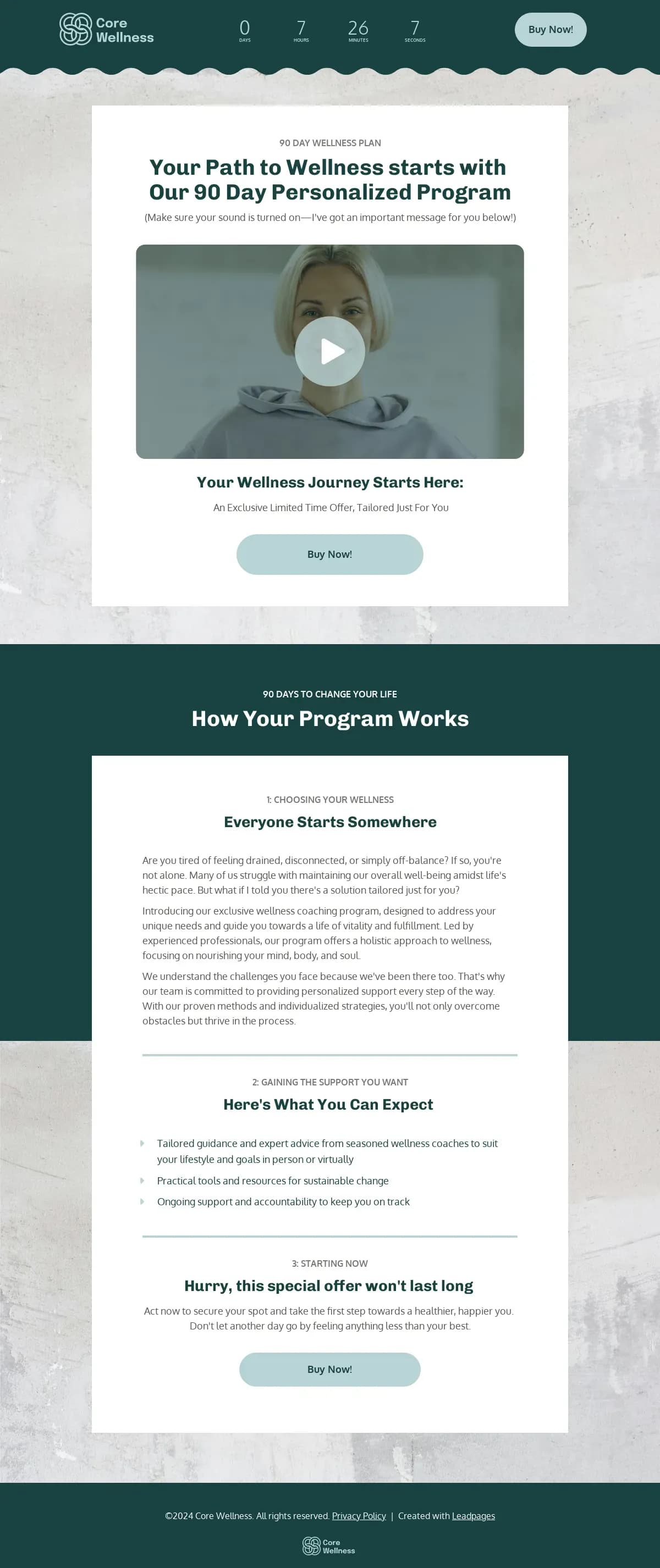 VSL Video Sales Letter  landing page template by Leadpages