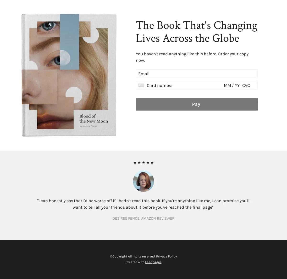 Book Funnel Checkout Page landing page template by Leadpages