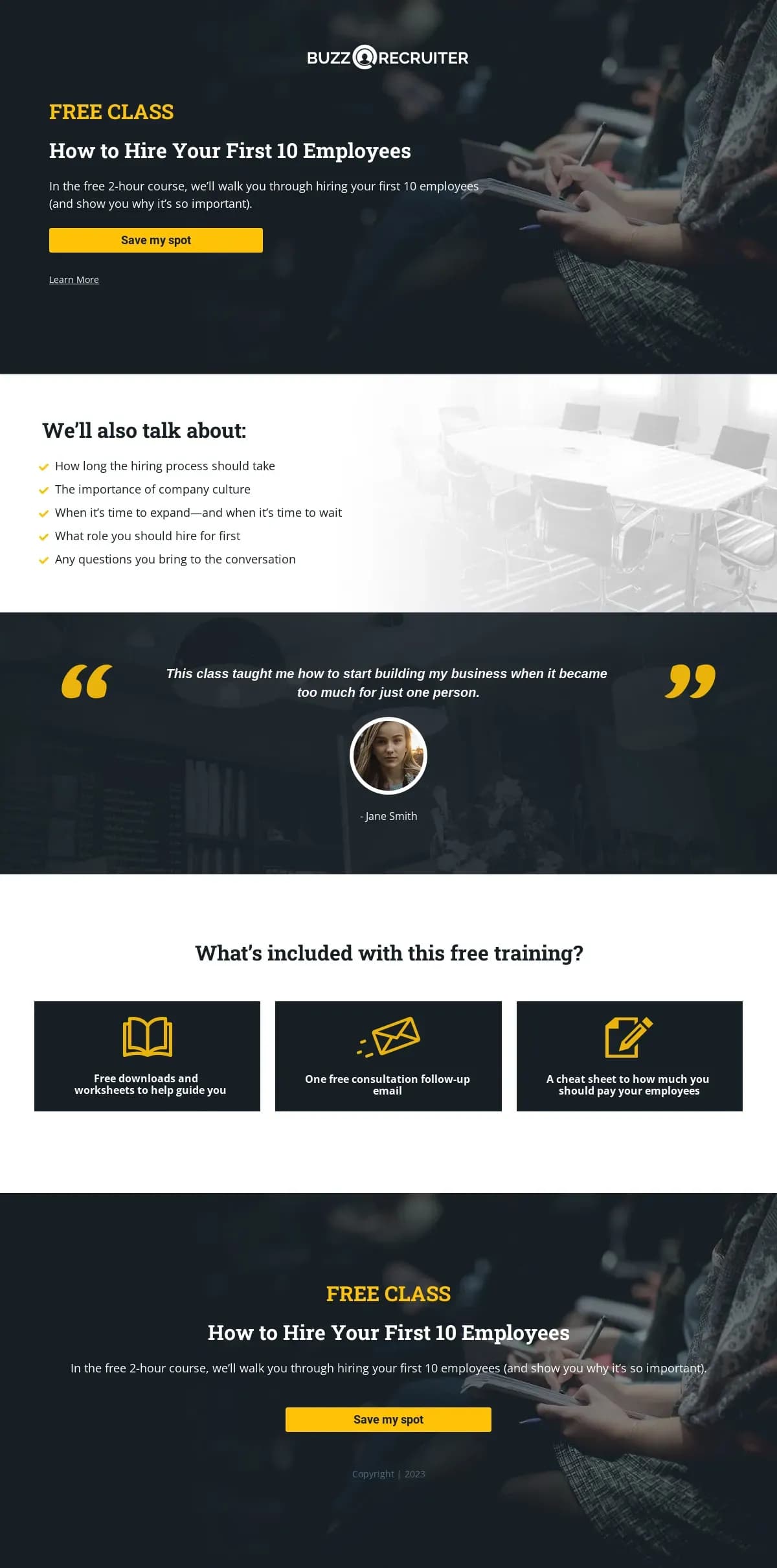 Business Training Class landing page template by Leadpages