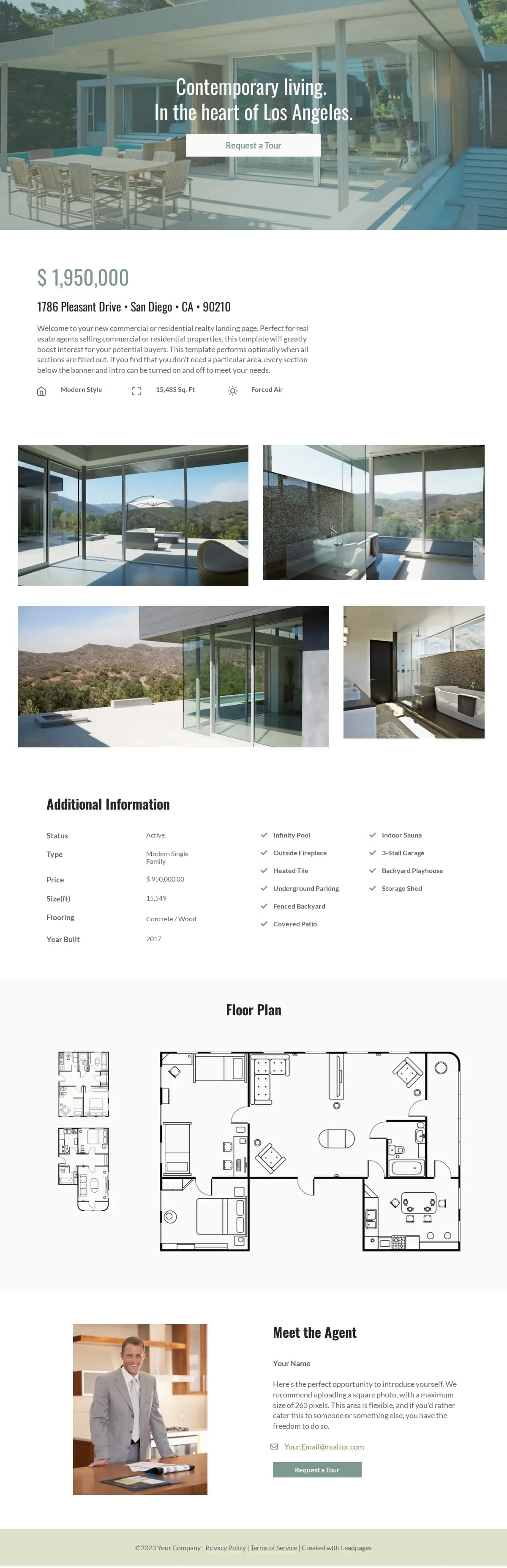 Real Estate Property Listing & Tour Request landing page template by Leadpages