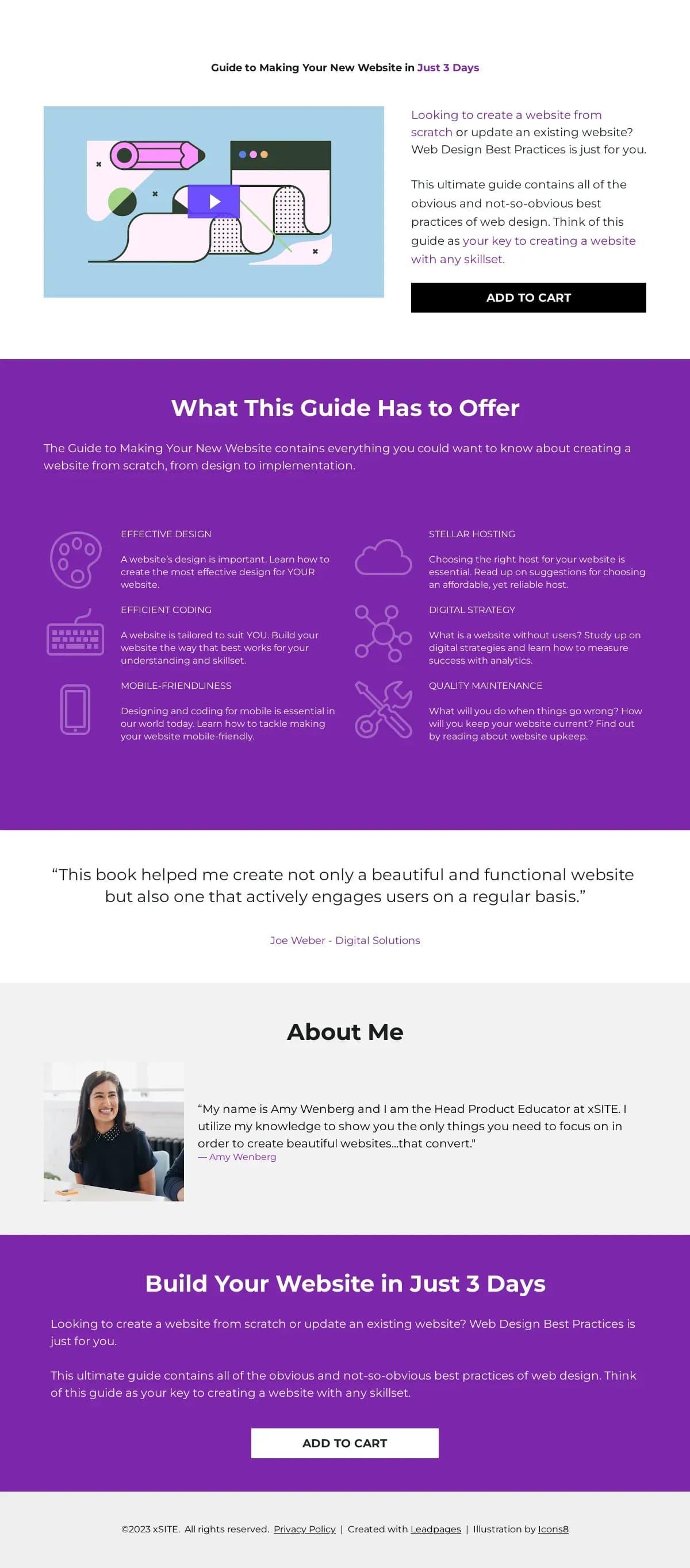 Video Sales Page landing page template by Leadpages