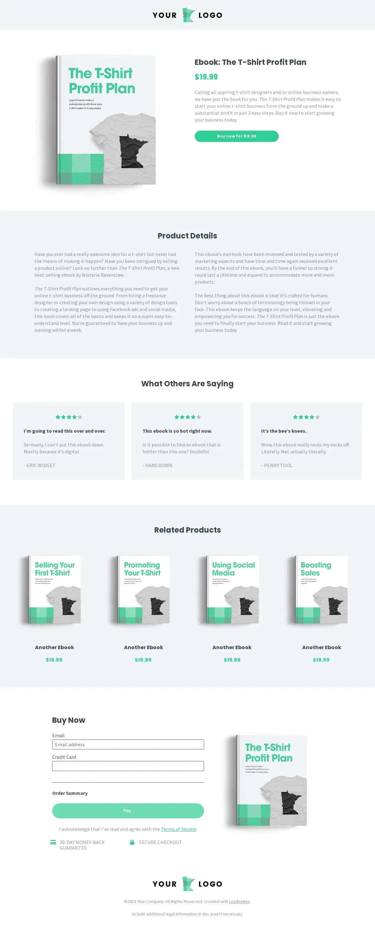 Ecommerce Checkout Page landing page template by Leadpages