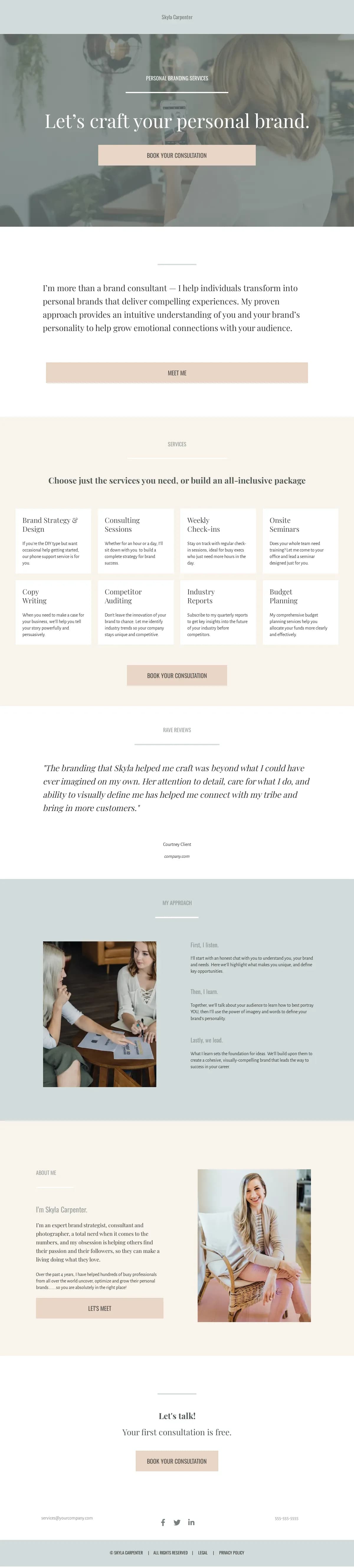 Coaching Free Consultation Page landing page template by Leadpages