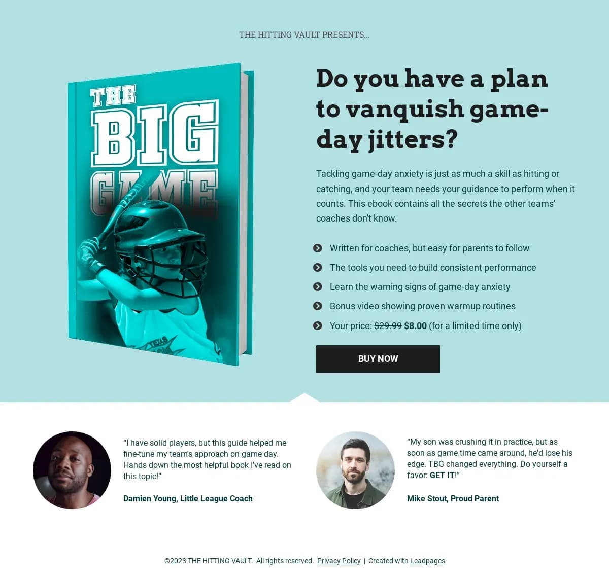 Sporty Ebook Page landing page template by Leadpages