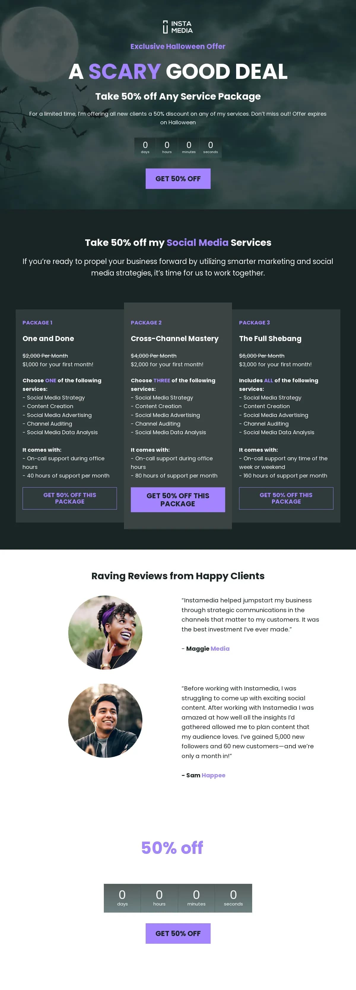 Scary Good Deal landing page template by Leadpages