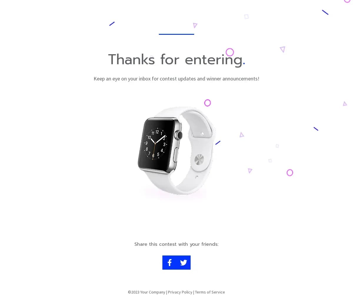 Light Colorful Giveaway Thank You Page landing page template by Leadpages