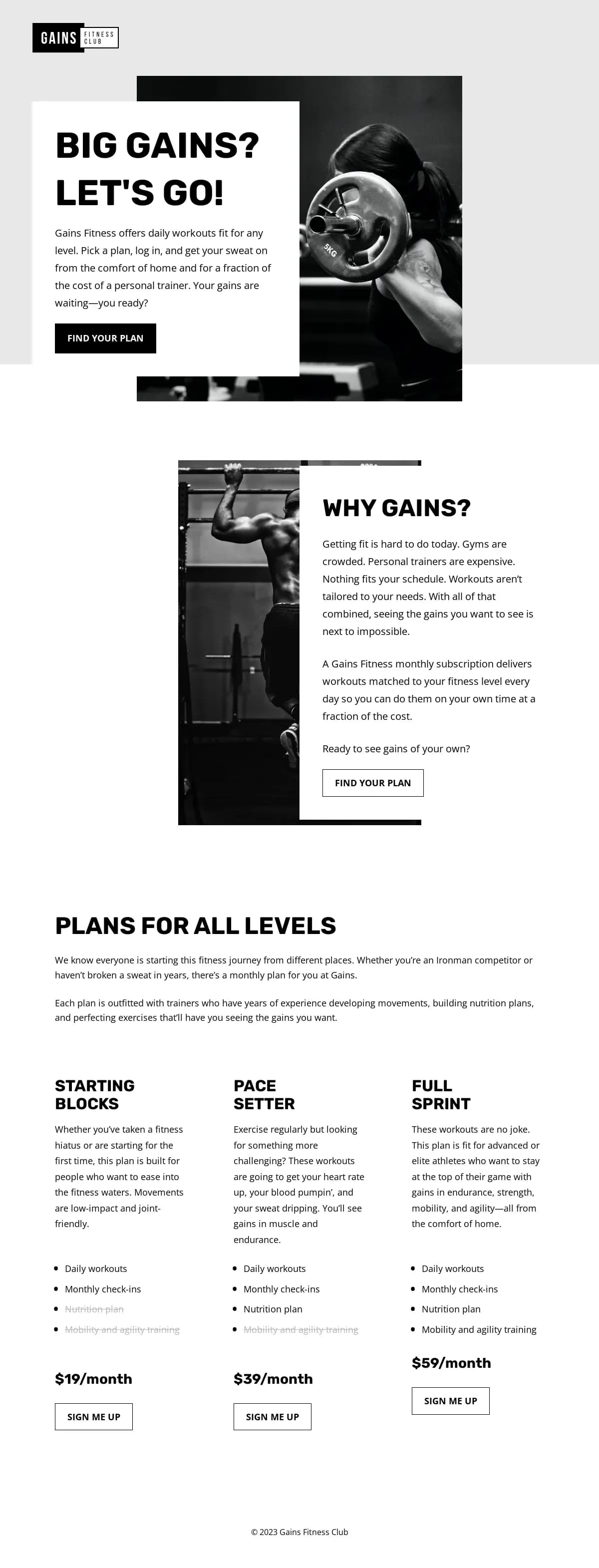 Fitness Membership Page landing page template by Leadpages