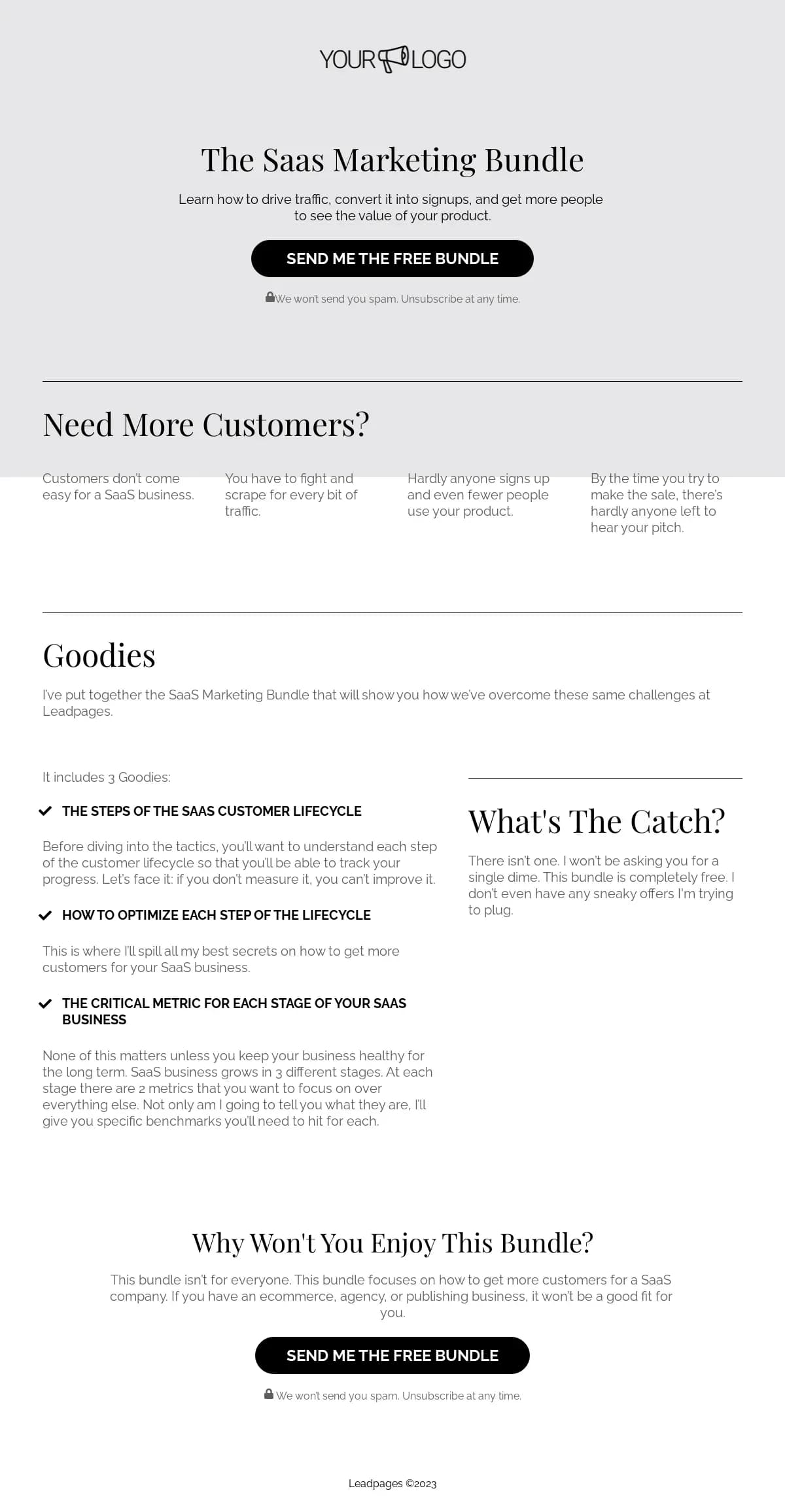 Long Form "Free White Paper" Page landing page template by Leadpages