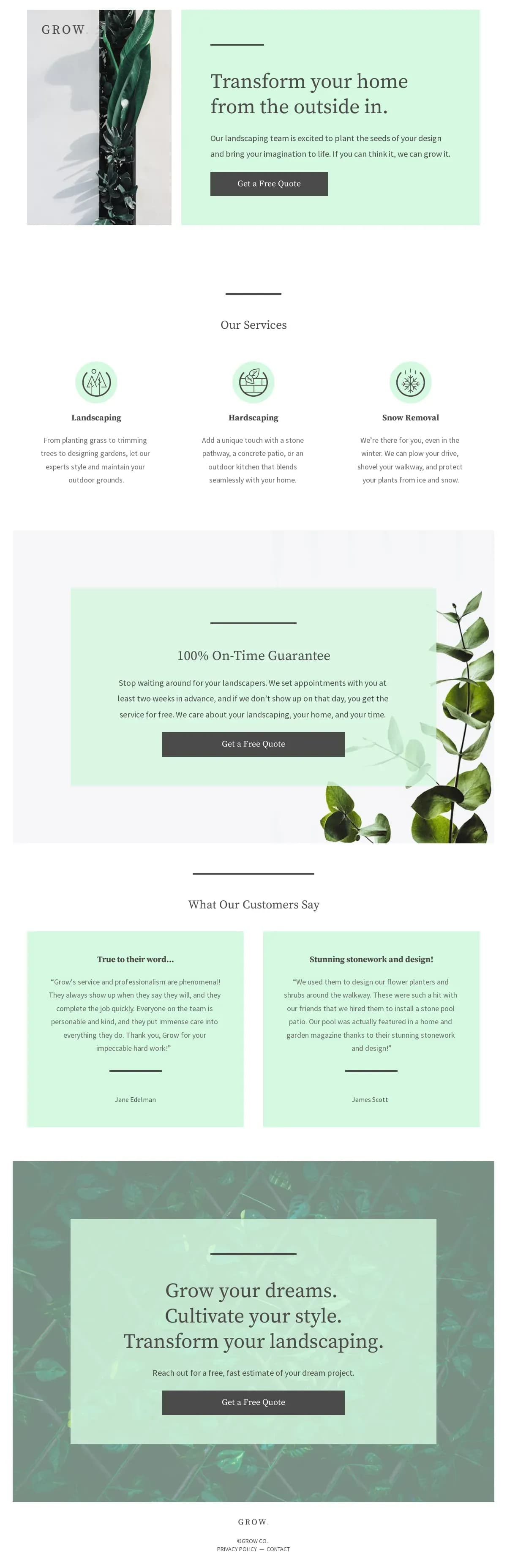 Grow landing page template by Leadpages