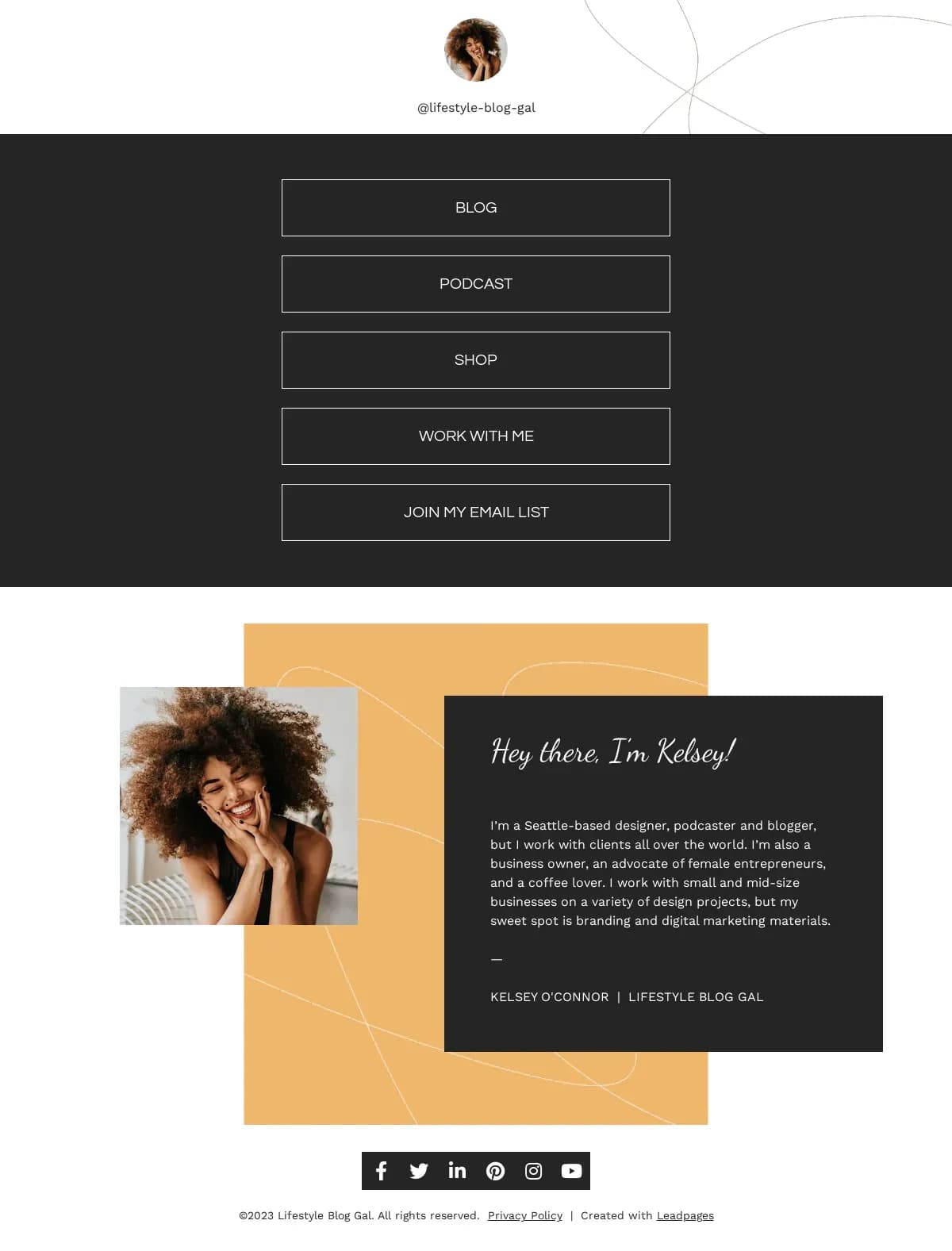 Simple Insta Links  landing page template by Leadpages