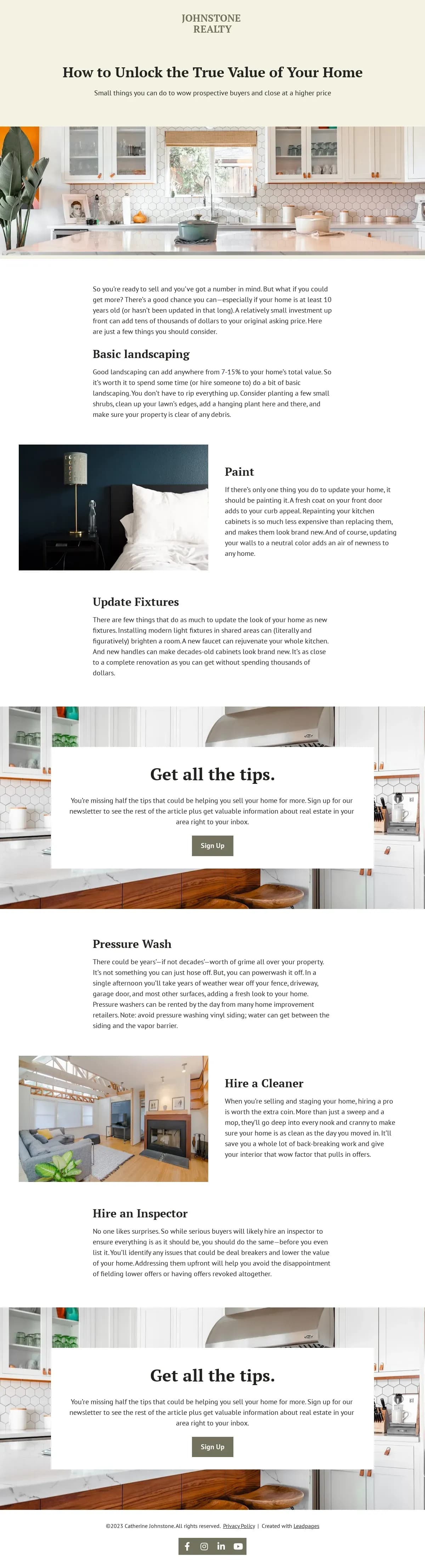 Real Estate Article Preview landing page template by Leadpages