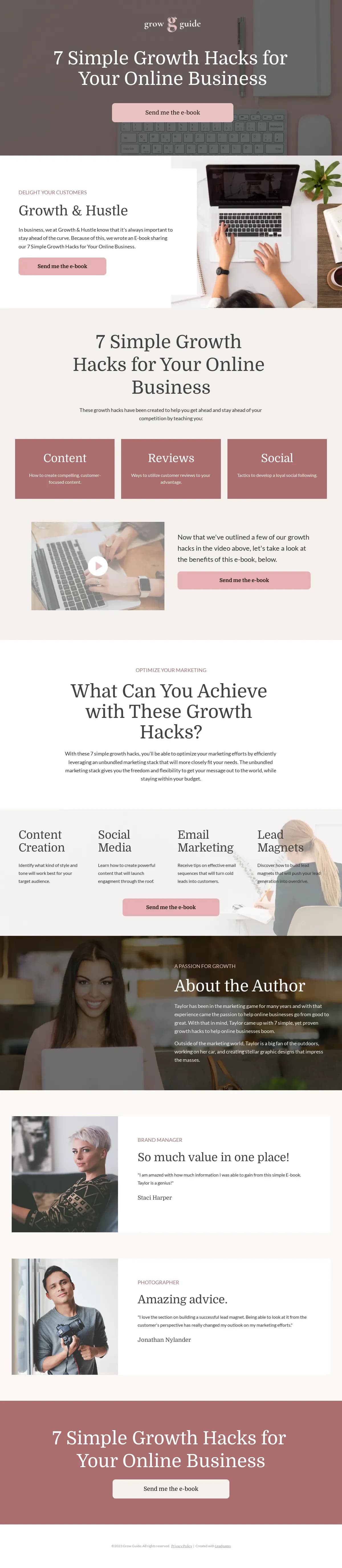 Artisanal Opt-in Page landing page template by Leadpages