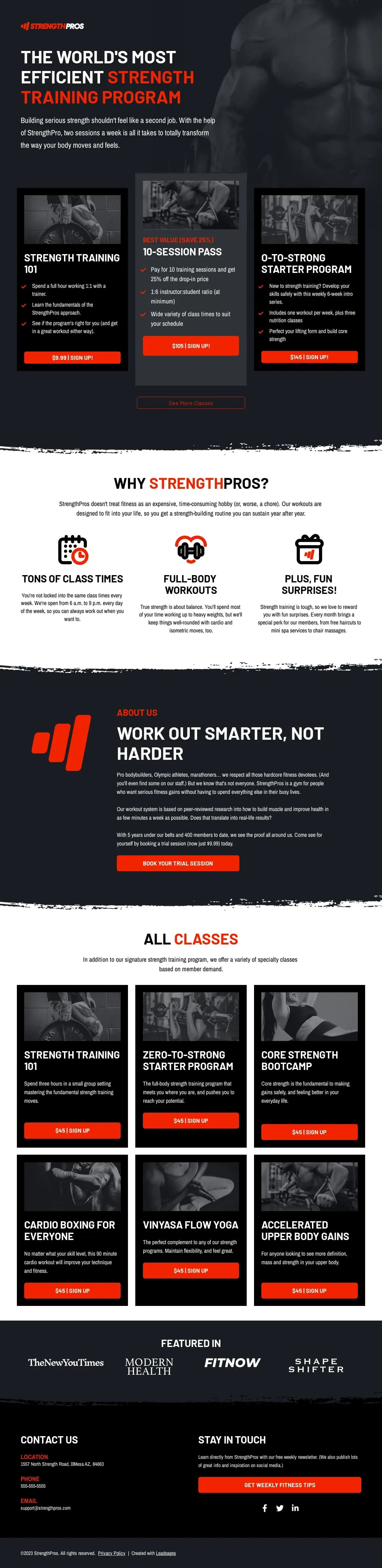 Fitness Membership Pricing Page landing page template by Leadpages