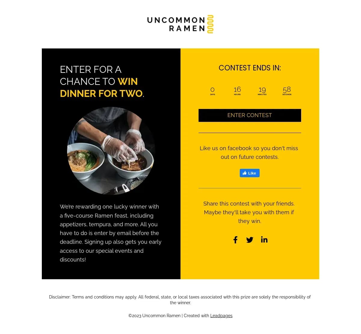 Enter to Win Page  landing page template by Leadpages