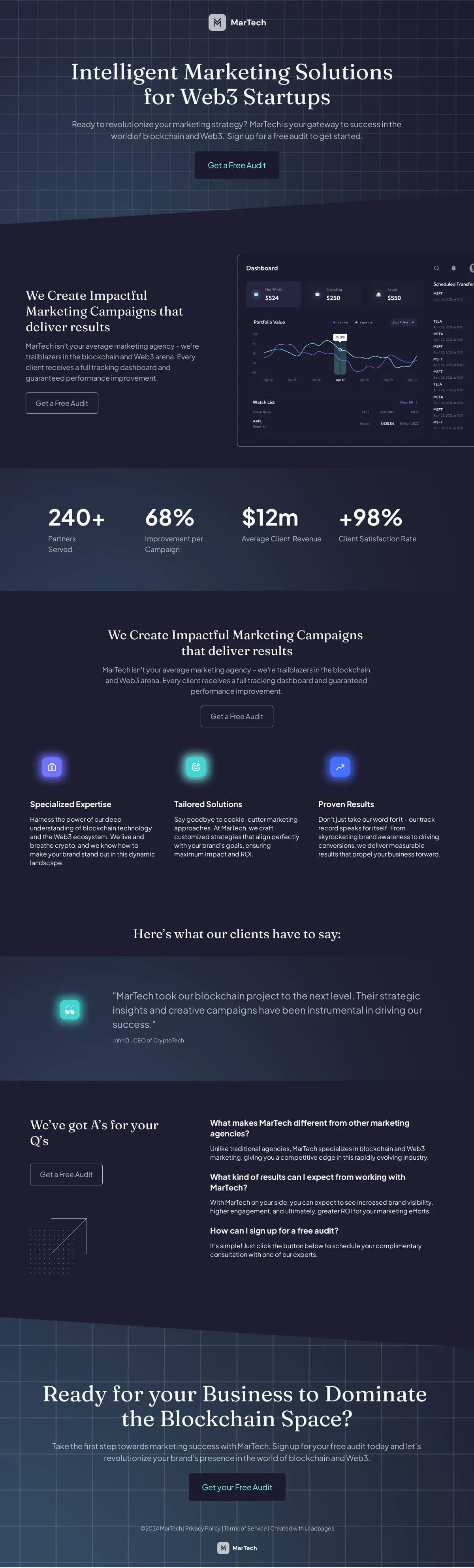 MarTech landing page template by Leadpages