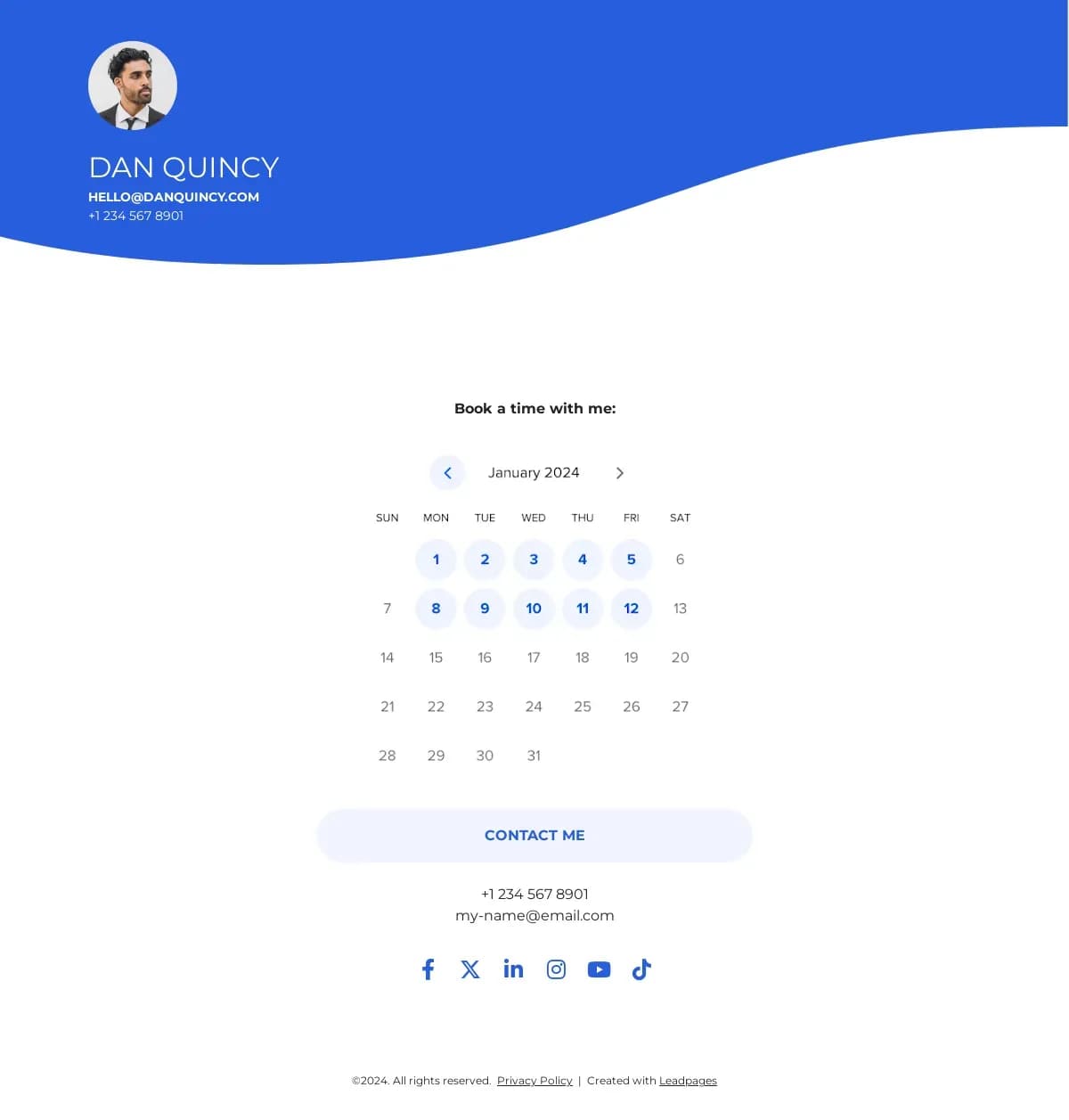 Book New Clients landing page template by Leadpages