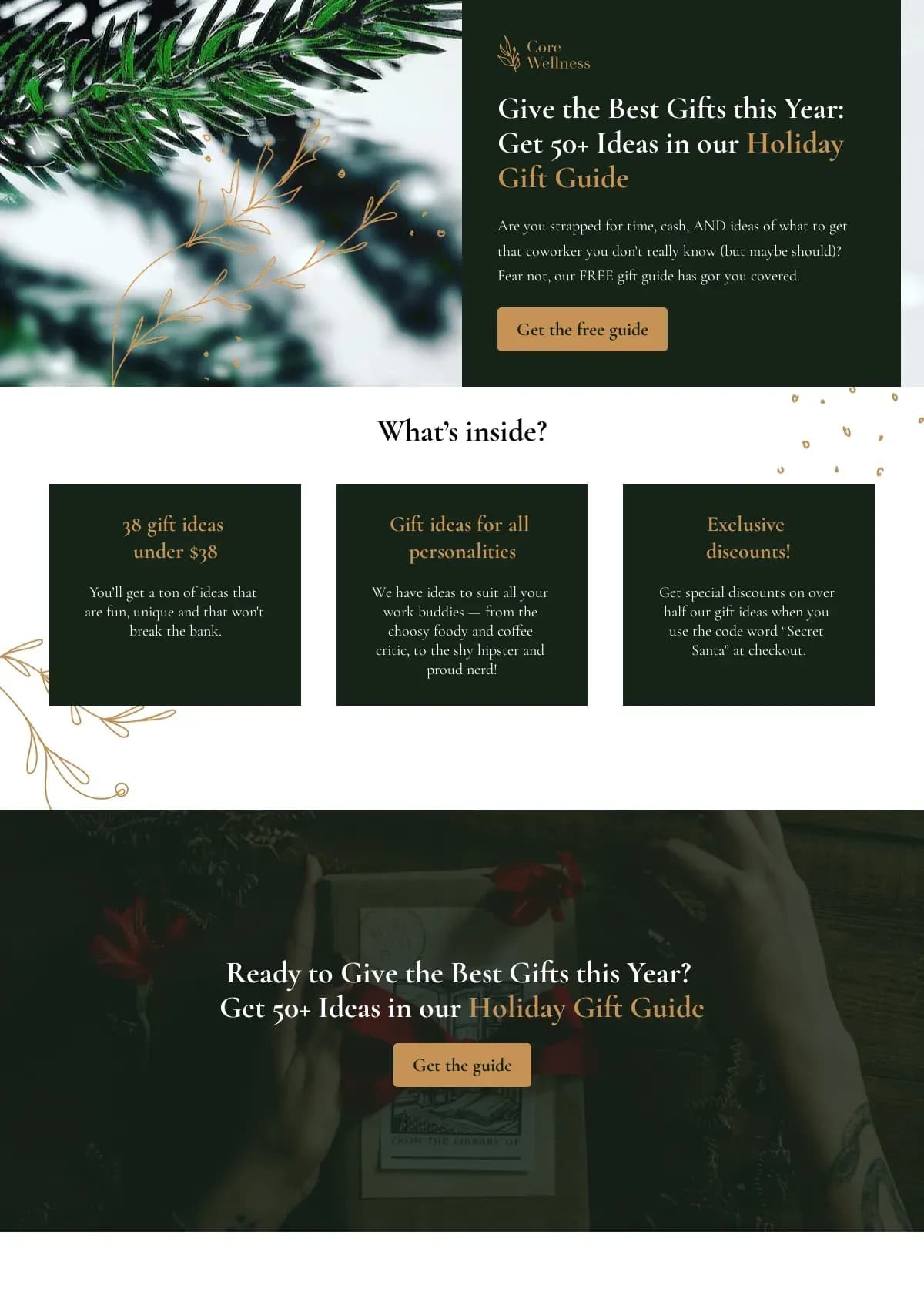 Holiday Gift Round-up Opt-in landing page template by Leadpages