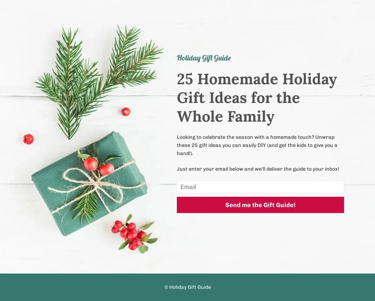 Holiday Gift Guide landing page template by Leadpages