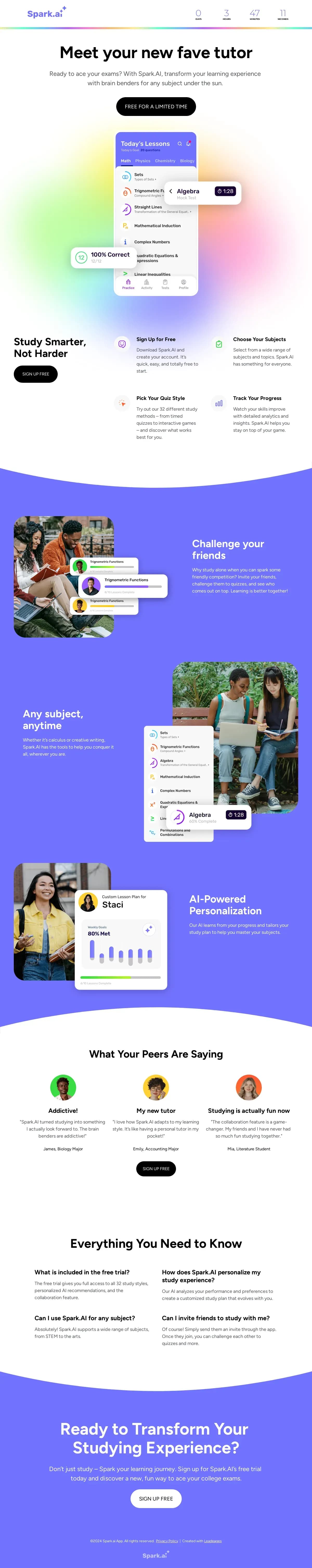 Spark AI App landing page template by Leadpages