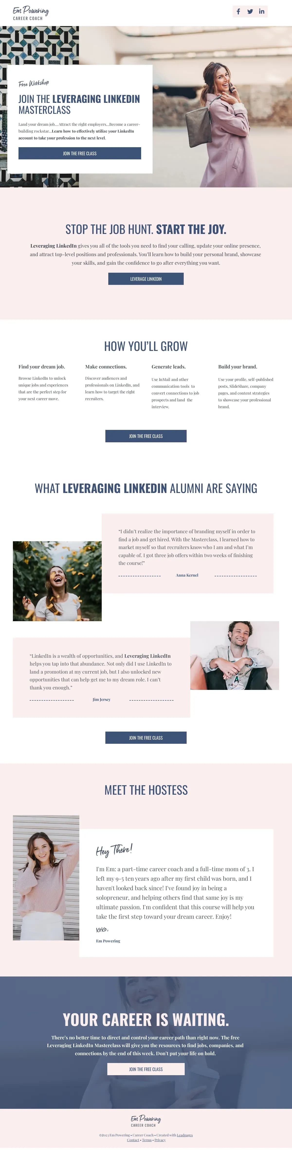 Online Course landing page template by Leadpages