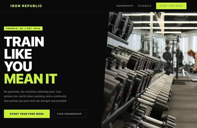 A fitness template built with Leadpages