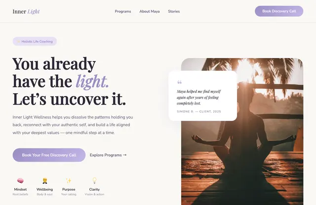 A health & wellness template built with Leadpages