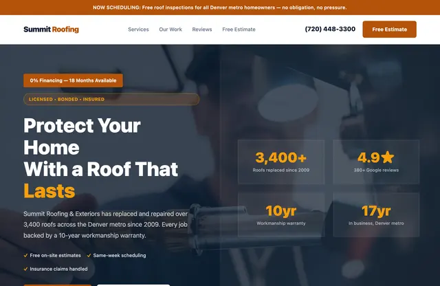 A home services template built with Leadpages